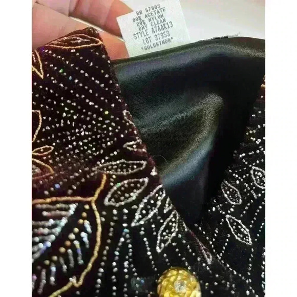 VTG Blazer Jacket 16 Black Silver Gold Sparkles Shimmer Norton McNaughton 1980s - Picture 10 of 11